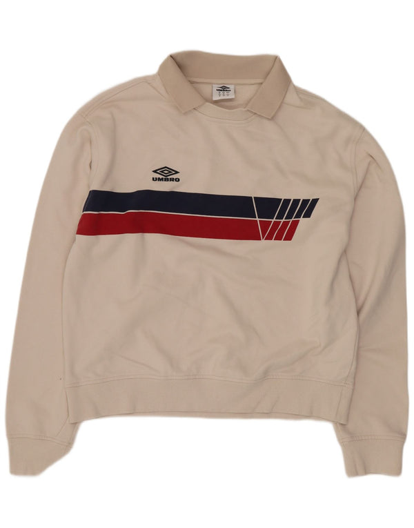 Umbro Herre Polo Neck Sweatshirt Jumper Medium Beige Colourblock Bomuld