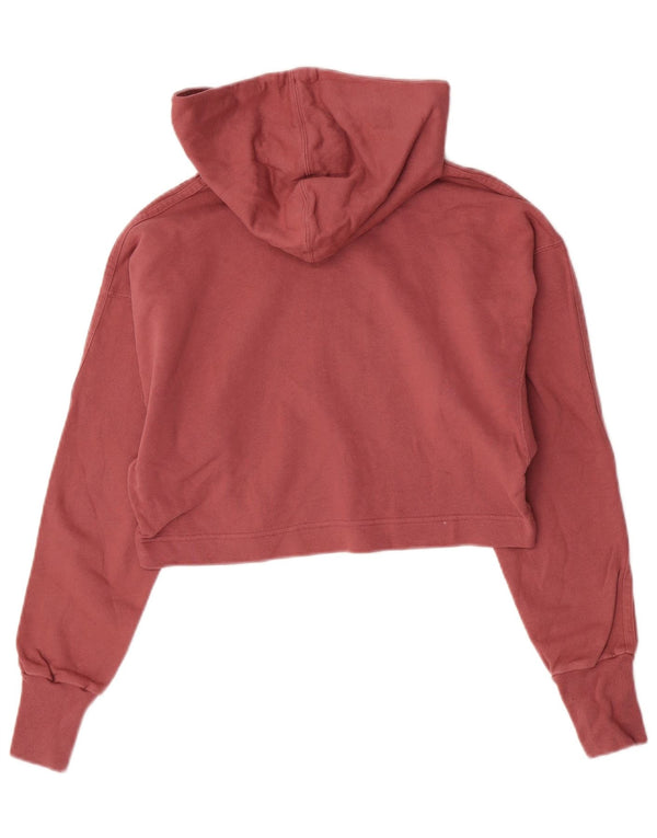 Adidas Damen Crop Graphic Relaxed Fit Hoodie Pullover UK 4/6 XS Rosa Baumwolle