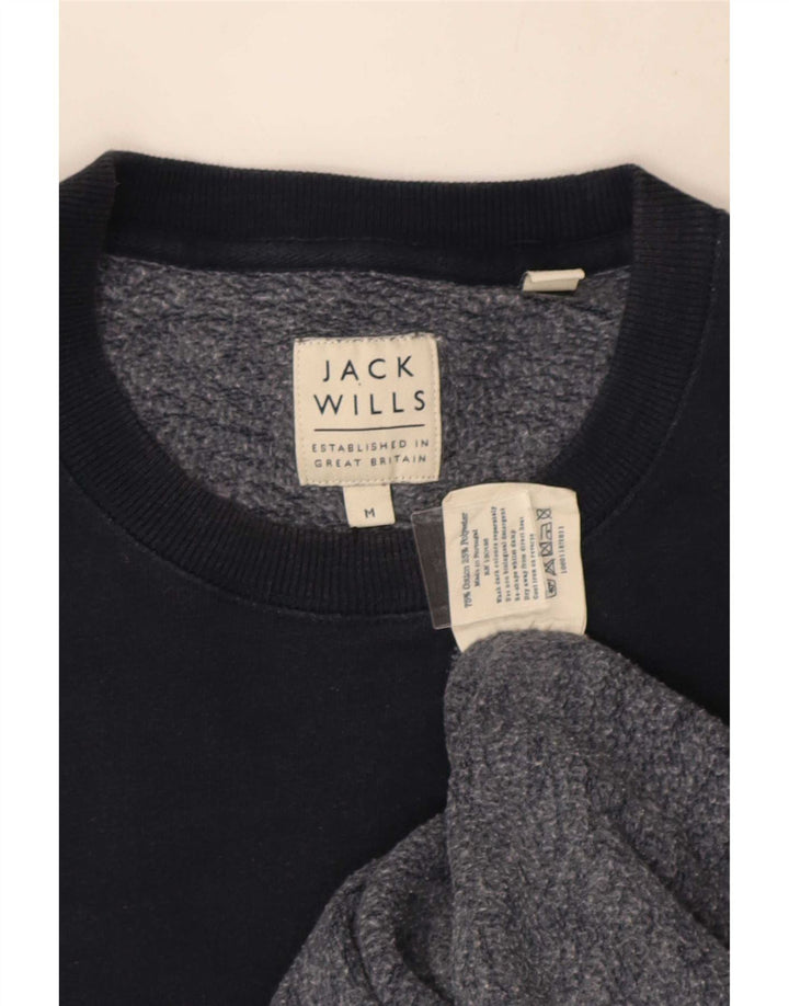 Jack Wills Mens Graphic Sweatshirt Jumper Medium Navy Blue Cotton