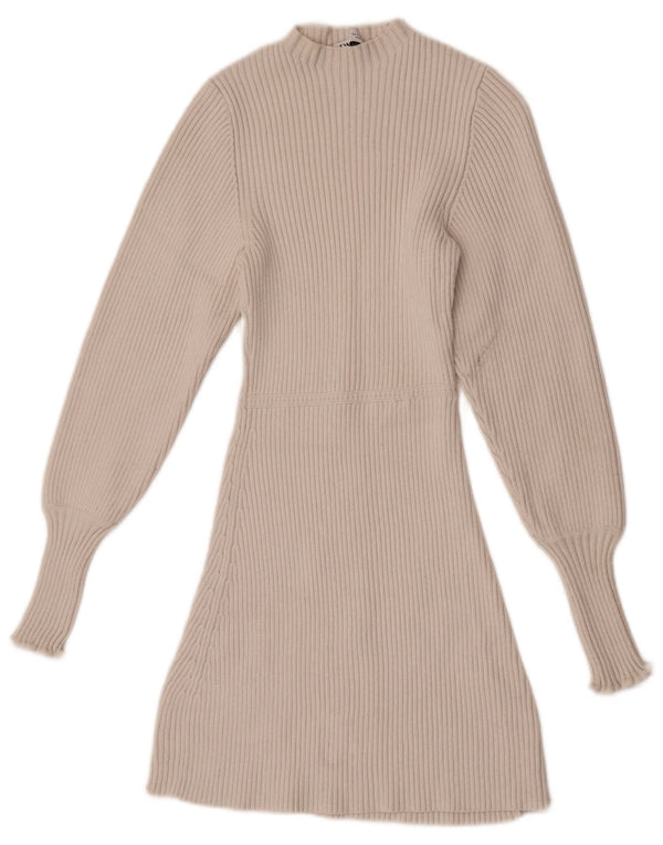Zara Robe pull à manches longues pour femme UK 8 Small Blanc