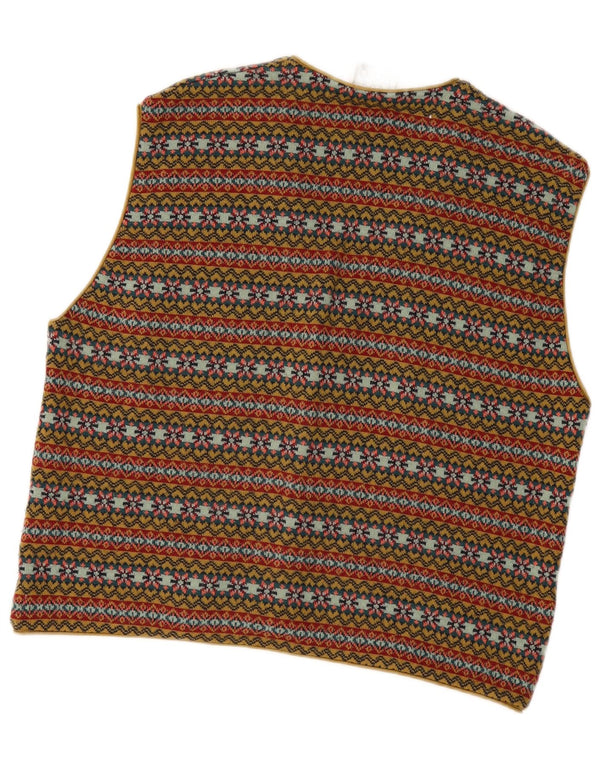Vintage męski kardigan bez rękawów, średni, wielokolorowy Fair Isle