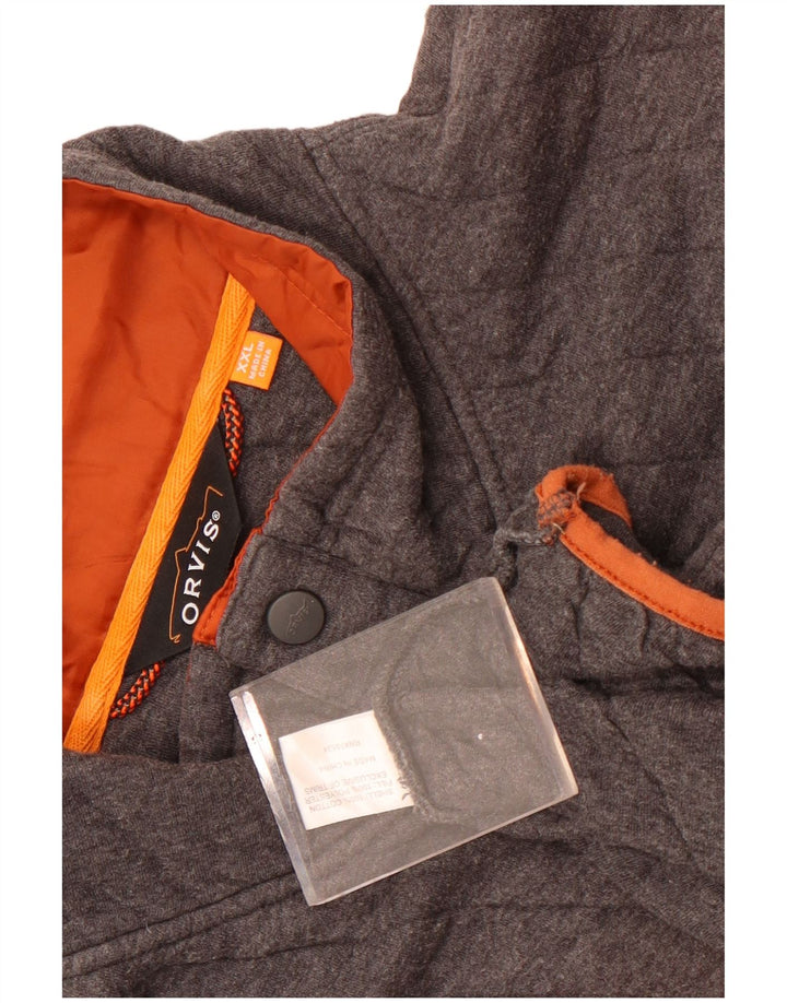 Felpa da uomo con collo abbottonato Orvis 2XL cotone grigio