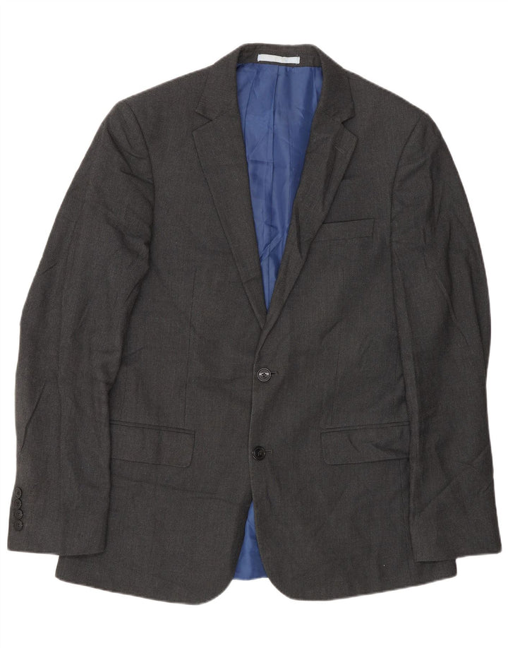 Jaqueta blazer masculina longa de 2 botões Marks & Spencer Reino Unido 40 cinza médio
