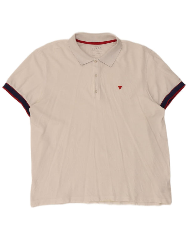 Guess Polo Shirt til mænd 2XL Hvid Colourblock Bomuld