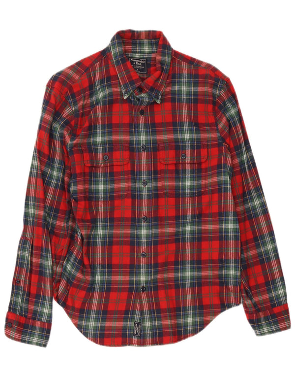 Abercrombie & Fitch Chemise en flanelle pour hommes Petit coton à carreaux rouge