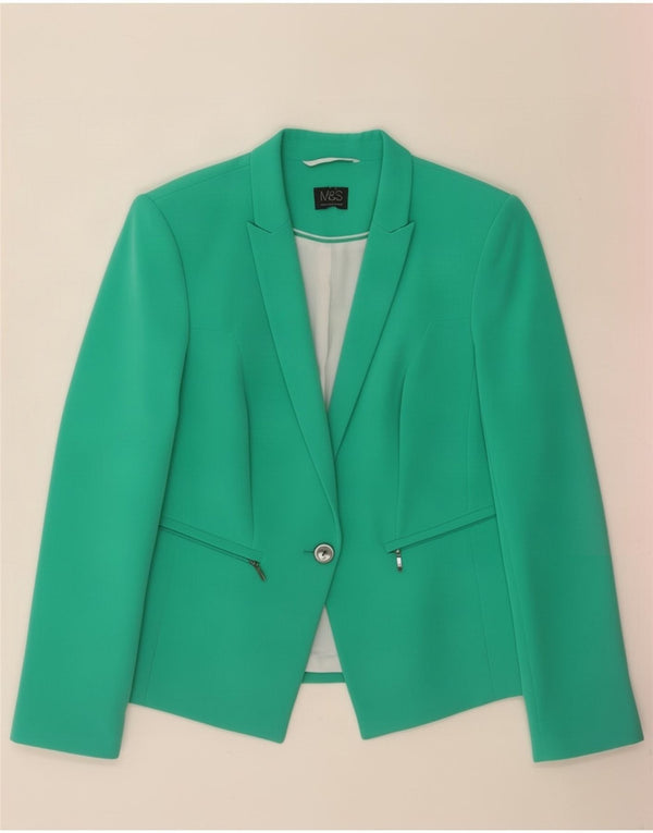 Marks & Spencer Damen 1-Knopf-Blazerjacke UK 14 Mittelgrün