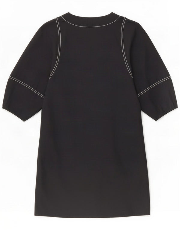 Zara Womens Short Sleeves Shirt Dress UK 6 XS Black Cotton