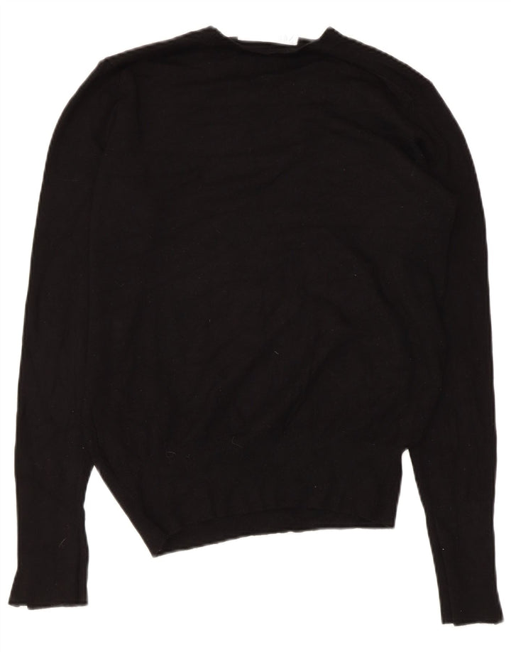 Zara Womens Crew Neck Jumper Sweater UK 12 Medium Black Viscose
