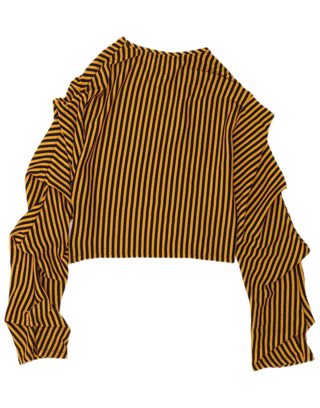 Zara Womens Crop Blouse Top UK 10 Small Yellow Striped