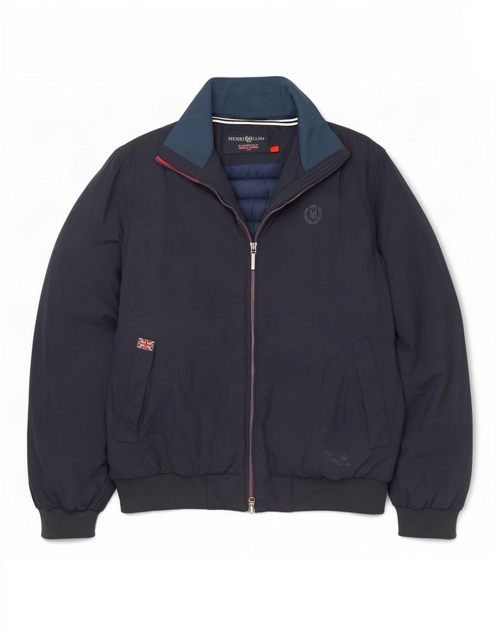 Henri Lloyd Mens Graphic Bomber Jacket UK 40 Large Navy Blue Nylon