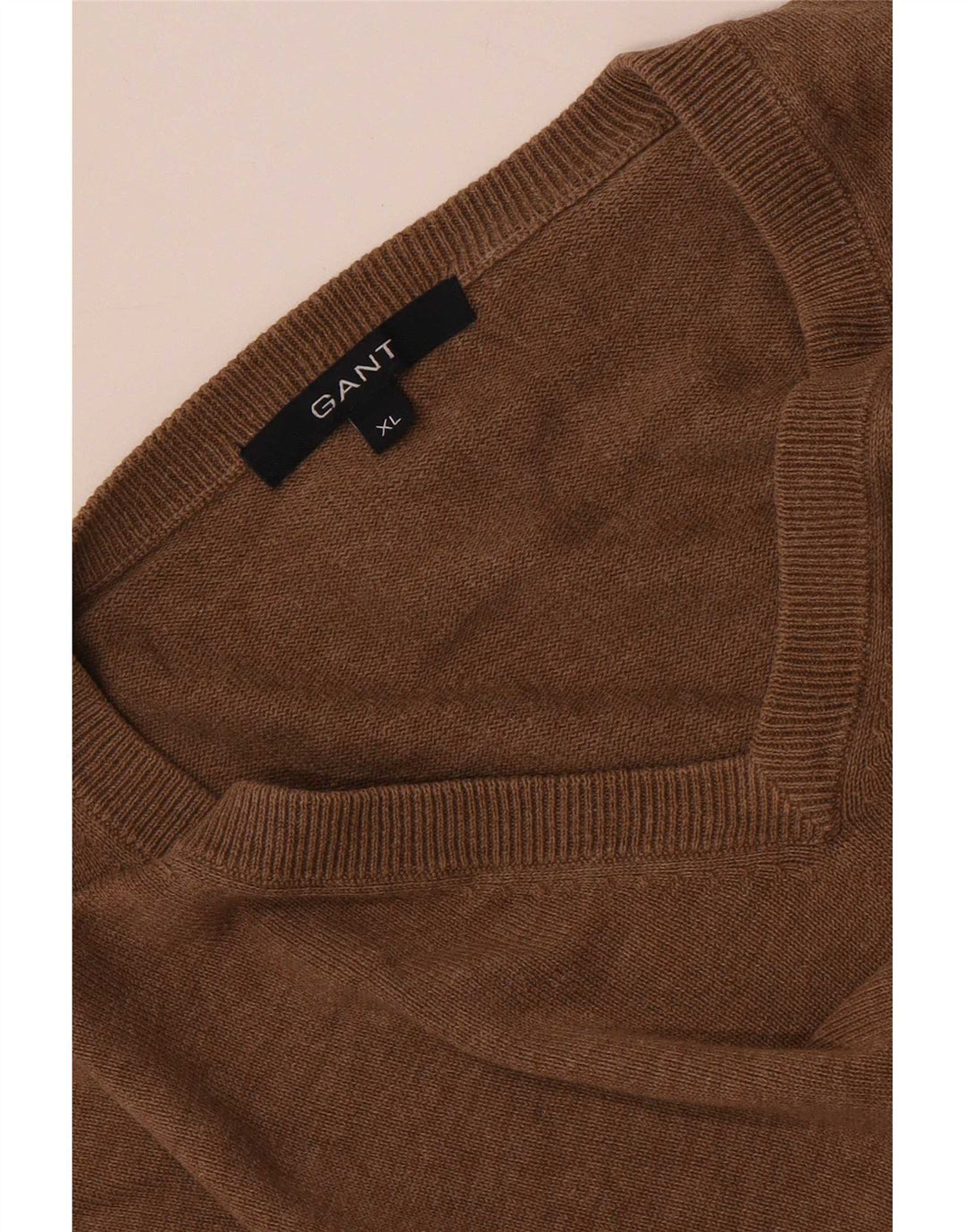Gant Mens V-Neck Jumper Sweater XL Brown