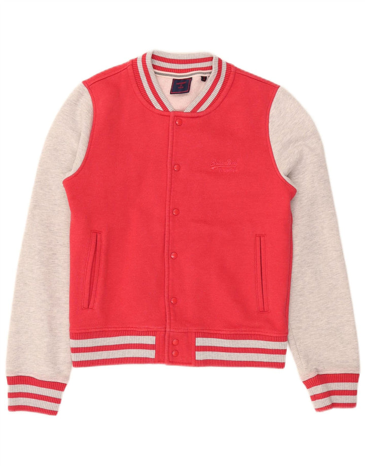 Superdry ženska sveučilišna jakna UK 10 Mali crveni pamuk u boji