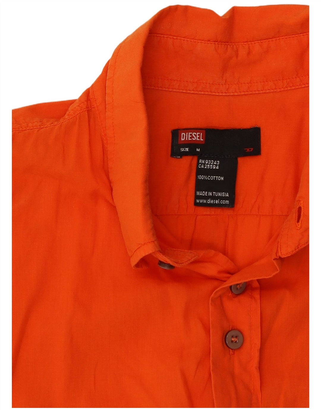 DIESEL Mens Short Sleeve Shirt Medium Orange Cotton