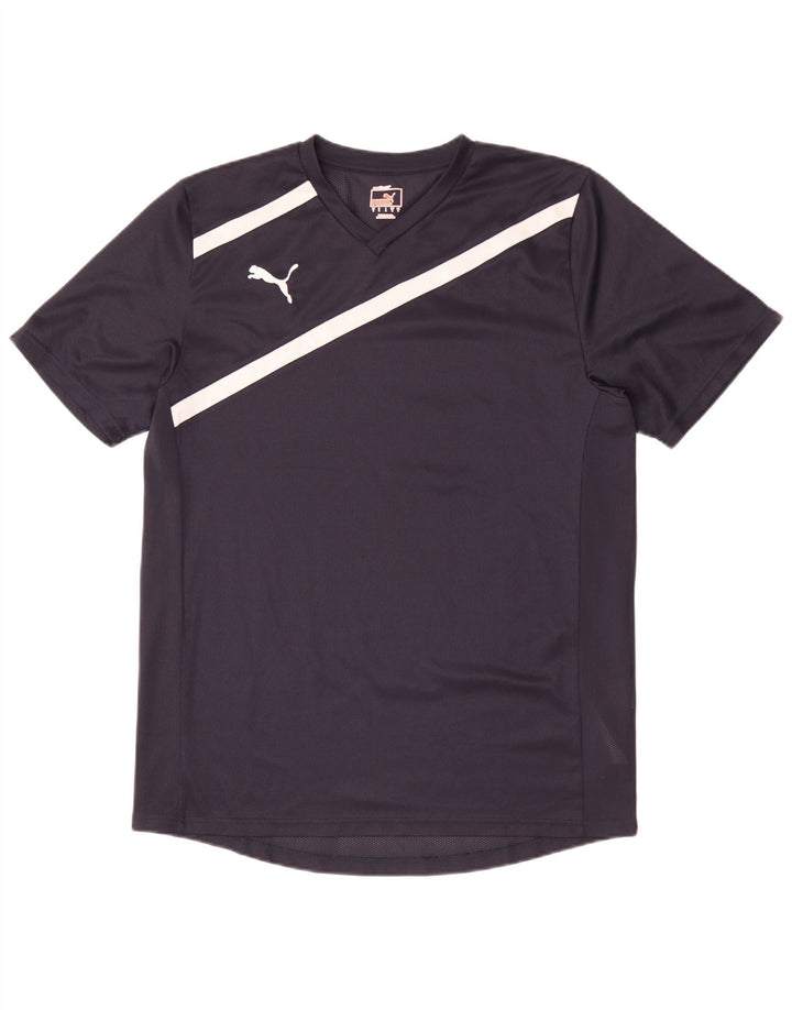 Puma Mens T-Shirt Top Large Navy Blue Striped