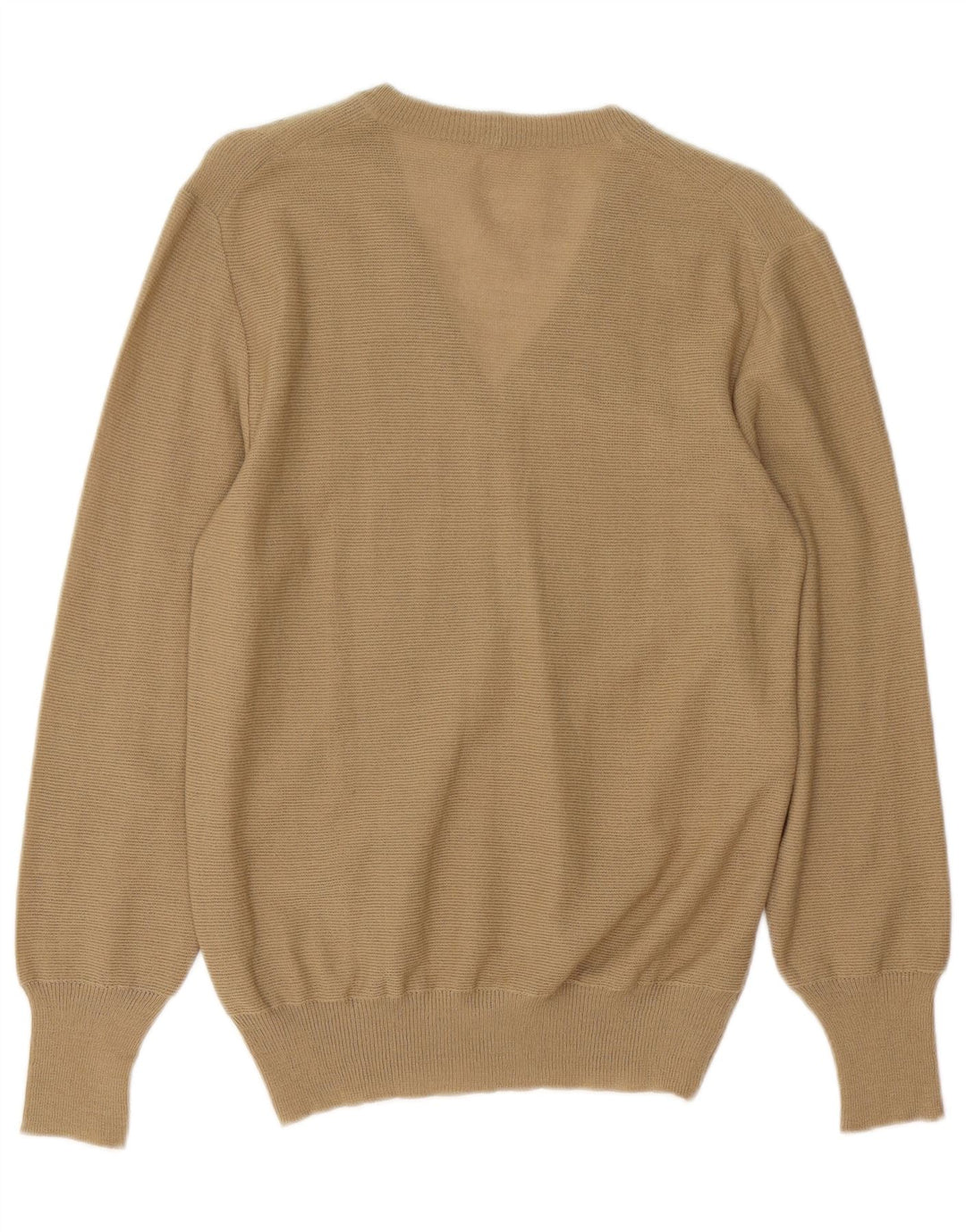 VINTAGE Womens V-Neck Jumper Sweater UK 12 Medium Beige
