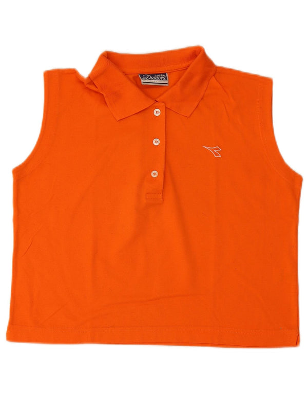 Diadora Womens Crop ærmeløs poloshirt UK 14 Medium Orange Bomuld