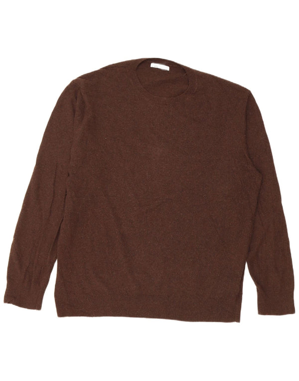 Zara Damen-Pullover mit Rundhalsausschnitt, UK 16, Größe L, braune Viskose