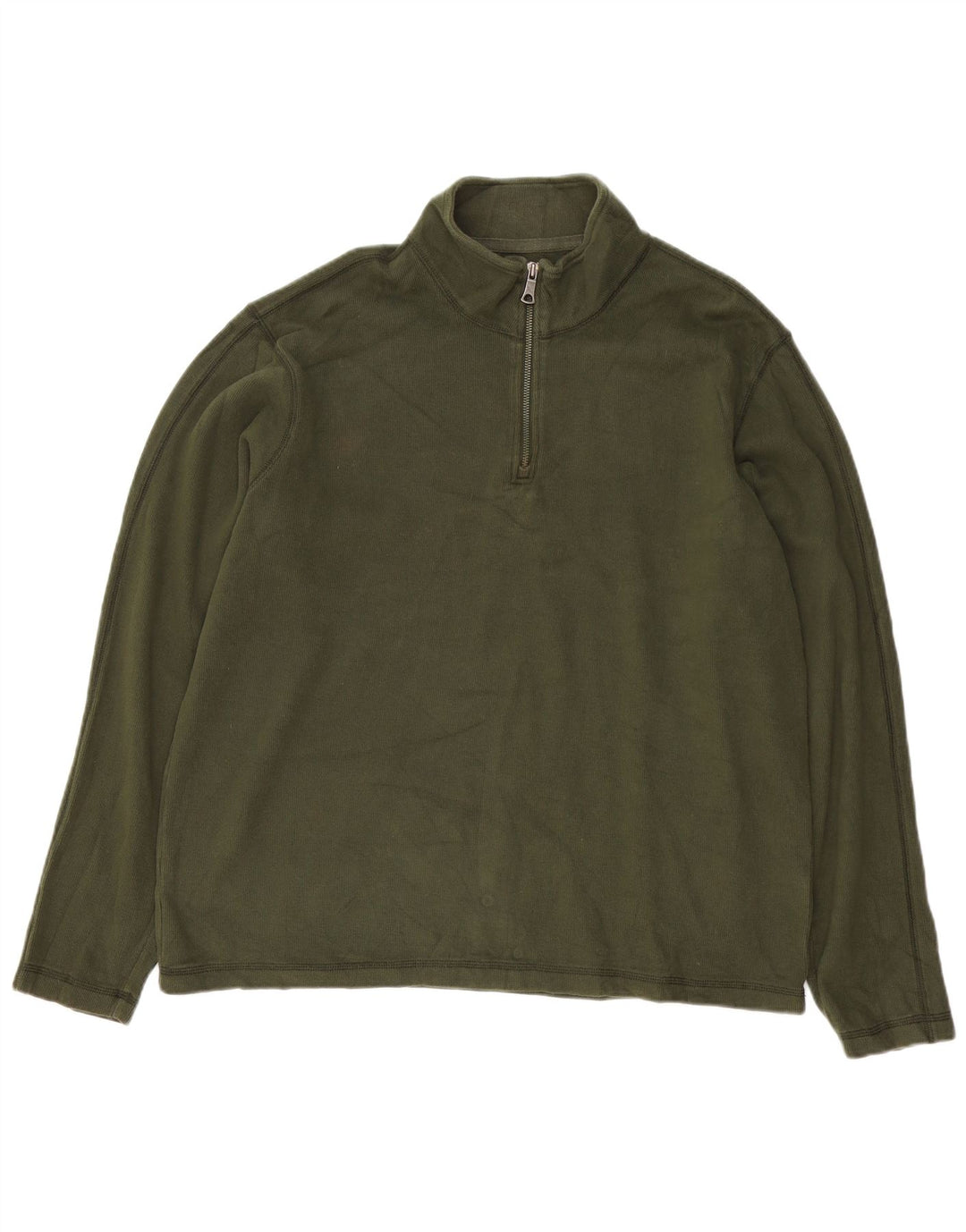 Eddie Bauer Mens Zip Neck Sweatshirt Jumper Large Green Cotton