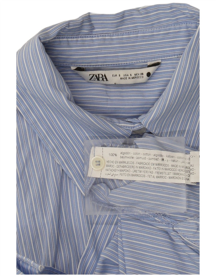 Zara Womens Oversized Shirt UK 10 Small Blue Pinstripe Cotton