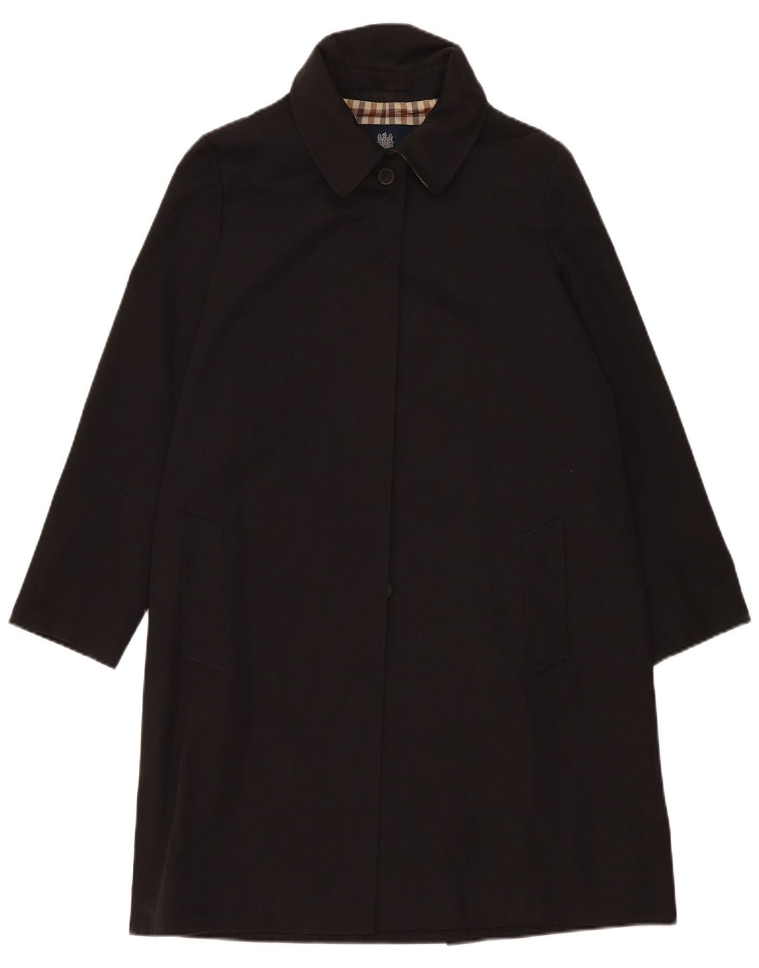 Aquascutum Womens Overcoat UK 14 Large Black Polyester