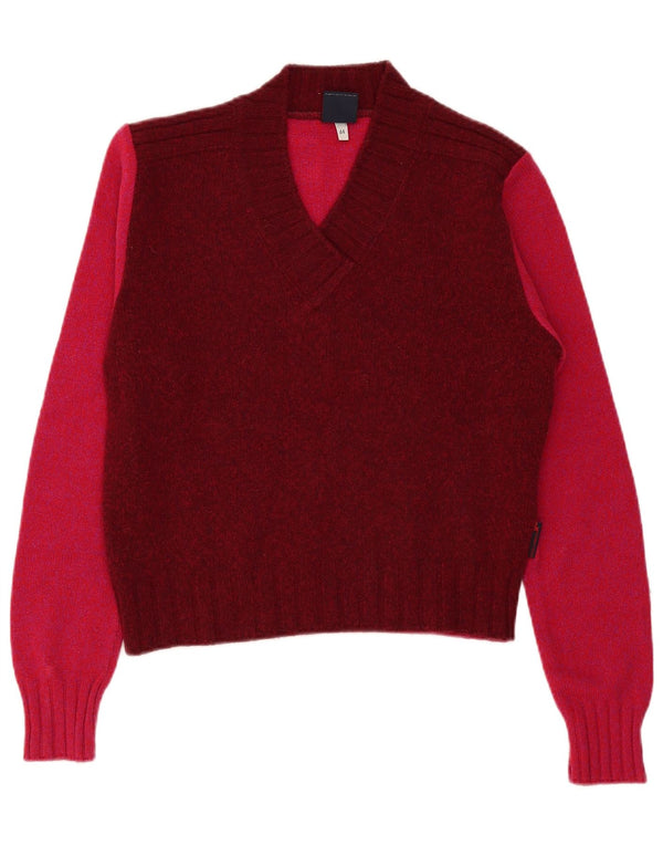 Dolce & Gabbana Womens V-Neck Jumper Sweater IT 44 Medium Burgundy