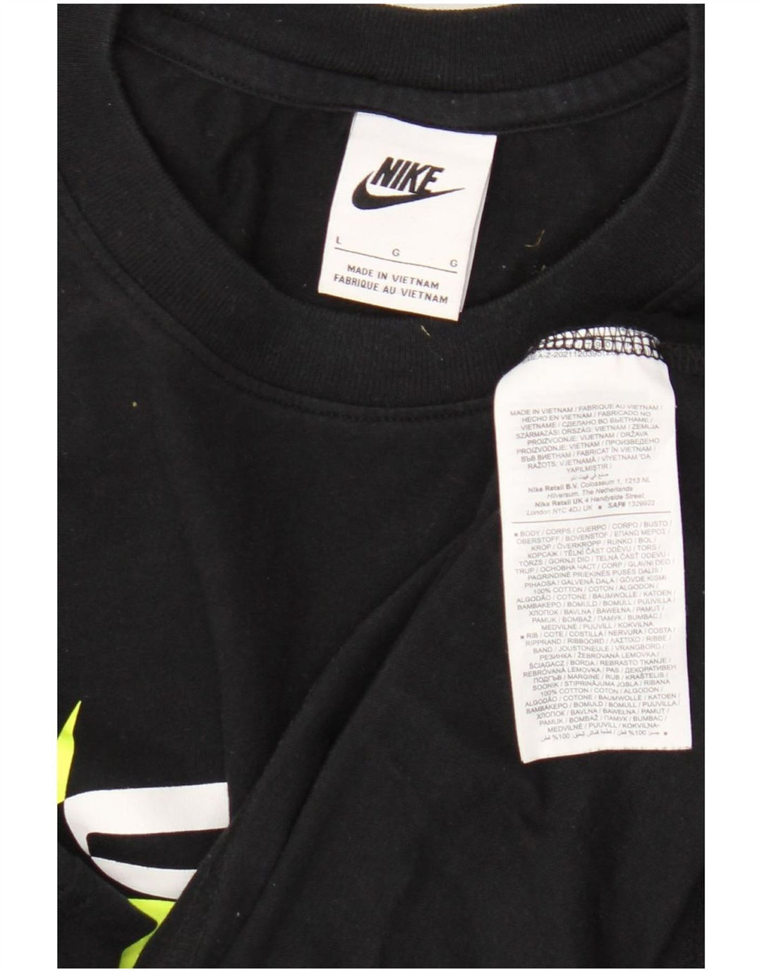 Nike Mens Graphic T-Shirt Top Large Black Cotton