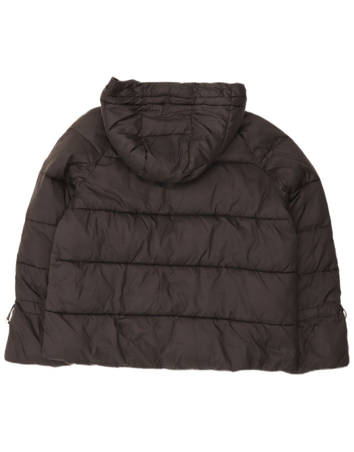 Zara Womens Hooded Padded Jacket UK 16 Large Black Nylon