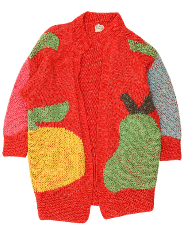 Enrico Coveri Maglione cardigan con grafica lunga da donna UK 14 Large Rosso