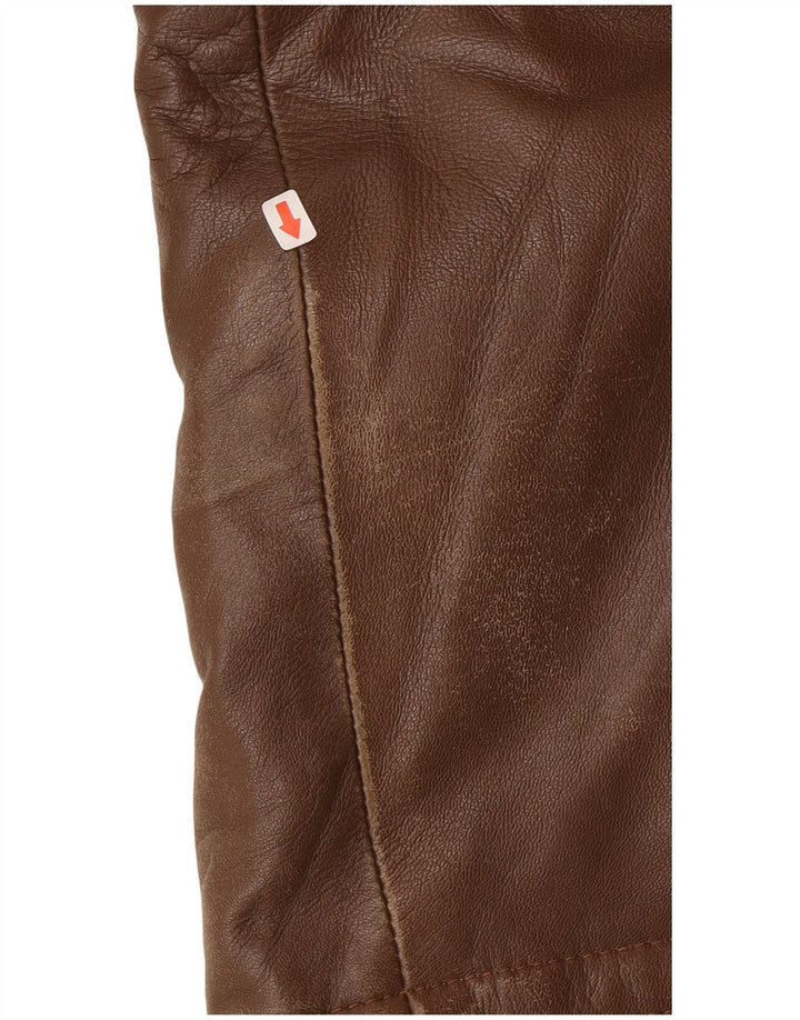 Vintage Womens Leather Coat IT 46 Large Brown Leather