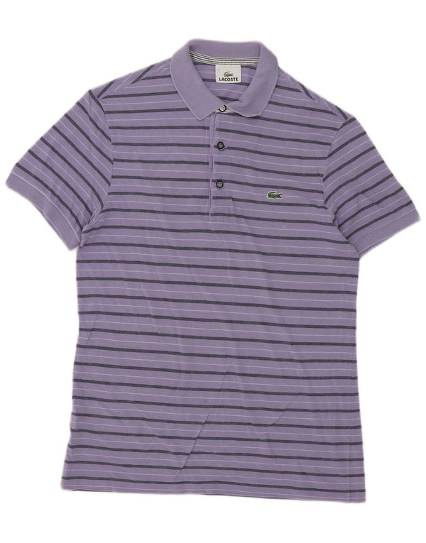 Lacoste Mens Polo Shirt Size 3 Small Purple Striped Lyocell