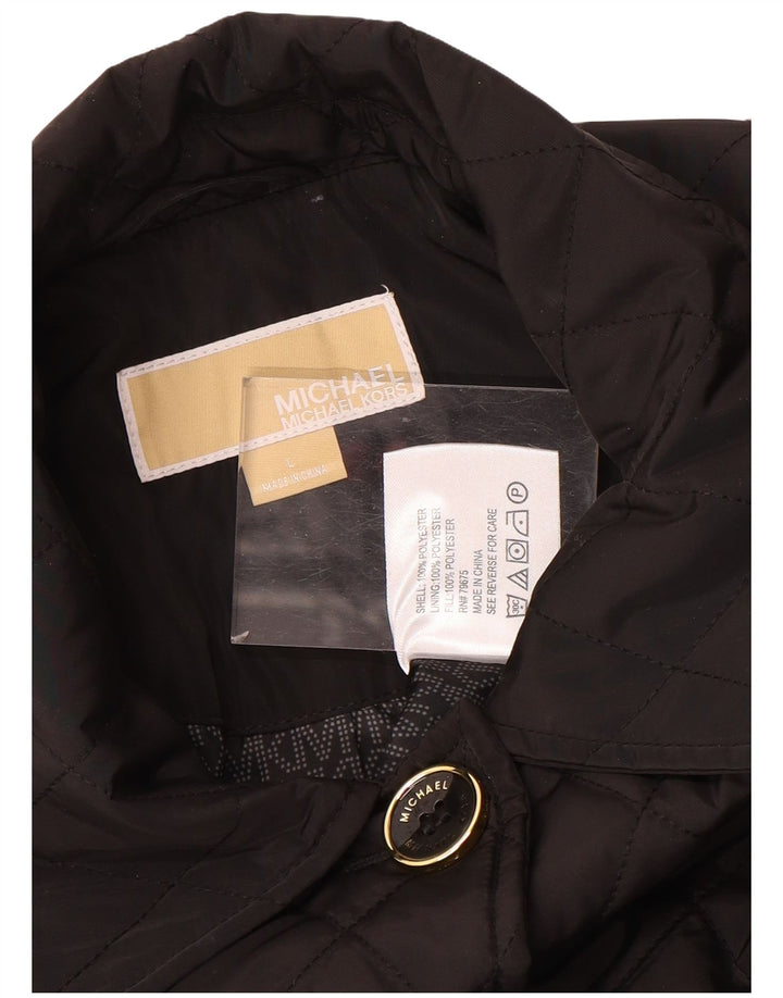 Michael Kors Quiltet overfrakke til kvinder UK 16 Stor sort polyester