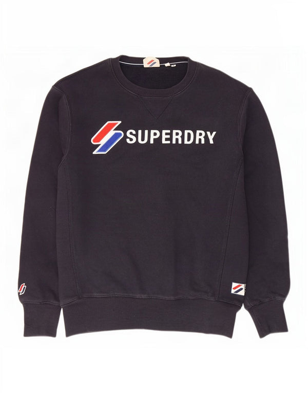 Superdry Mens Graphic Sweatshirt Jumper Medium Navy Blue Cotton