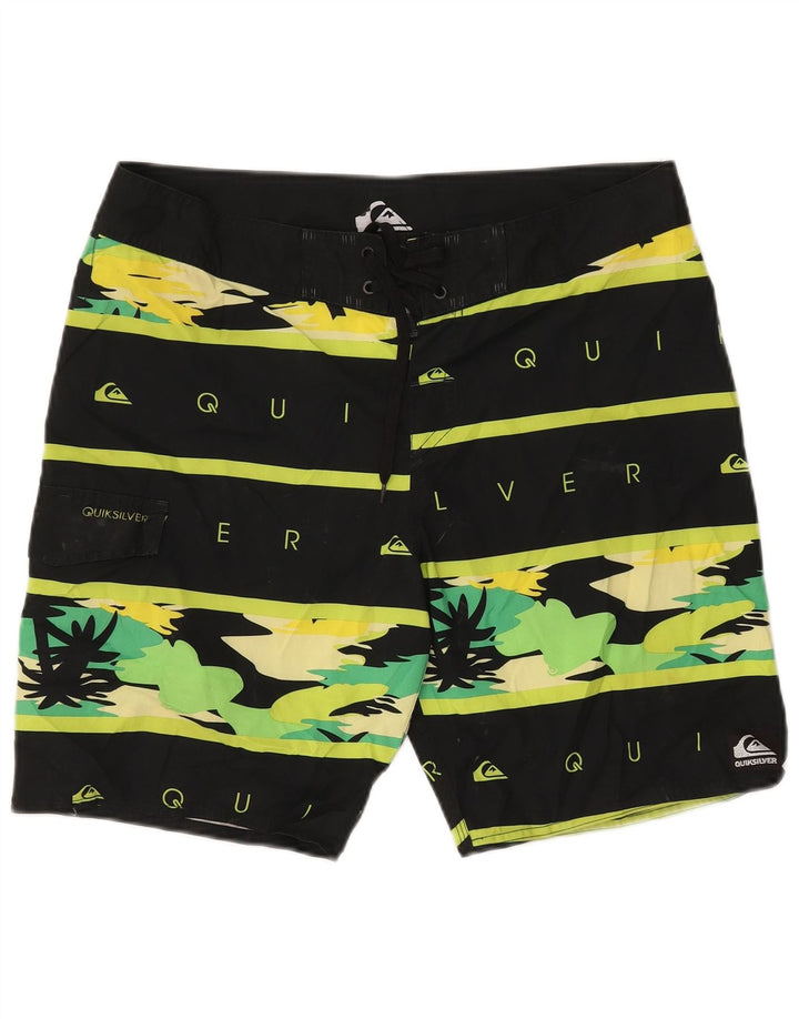 Quiksilver Mens Graphic Swimming Shorts Large  Black Striped Polyester