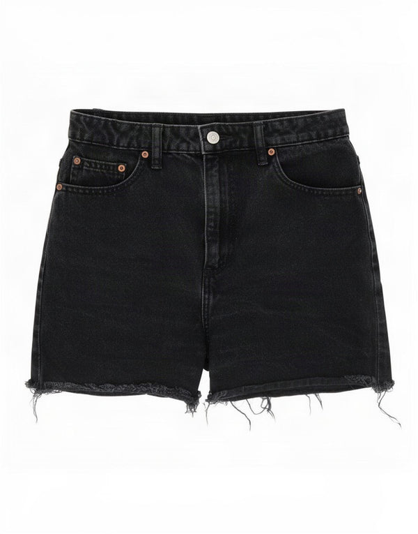 Lee Damen Mom High Rise Denim Shorts US 9 Medium W26 Schwarz