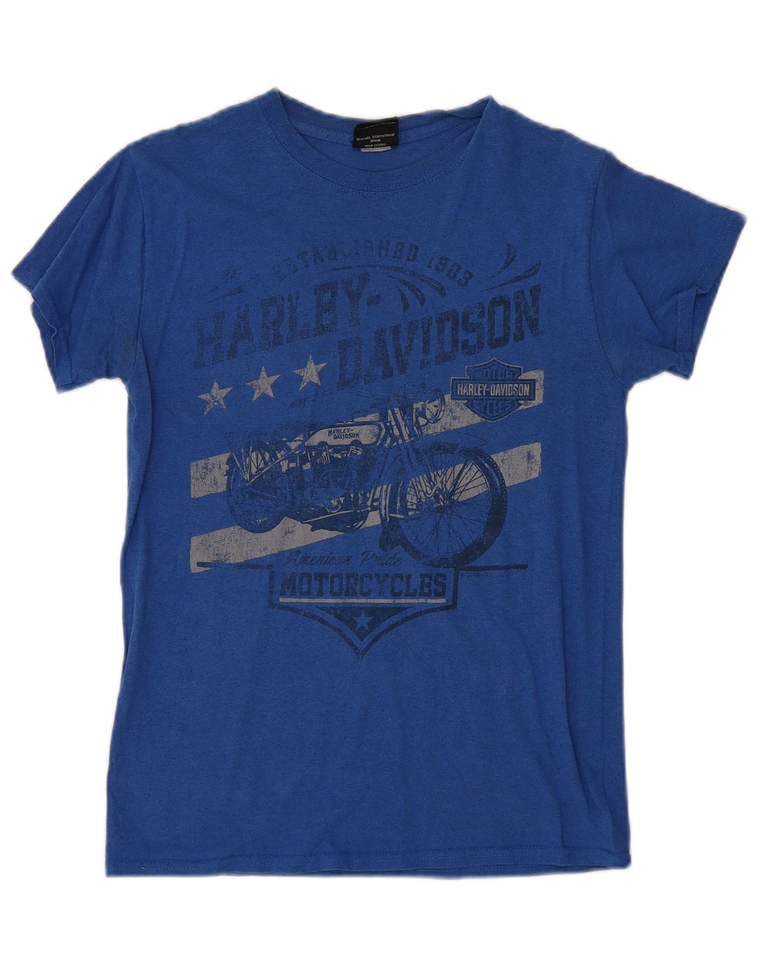 Harley Davidson Mens Graphic T-Shirt Top Small Blue Motorcycle