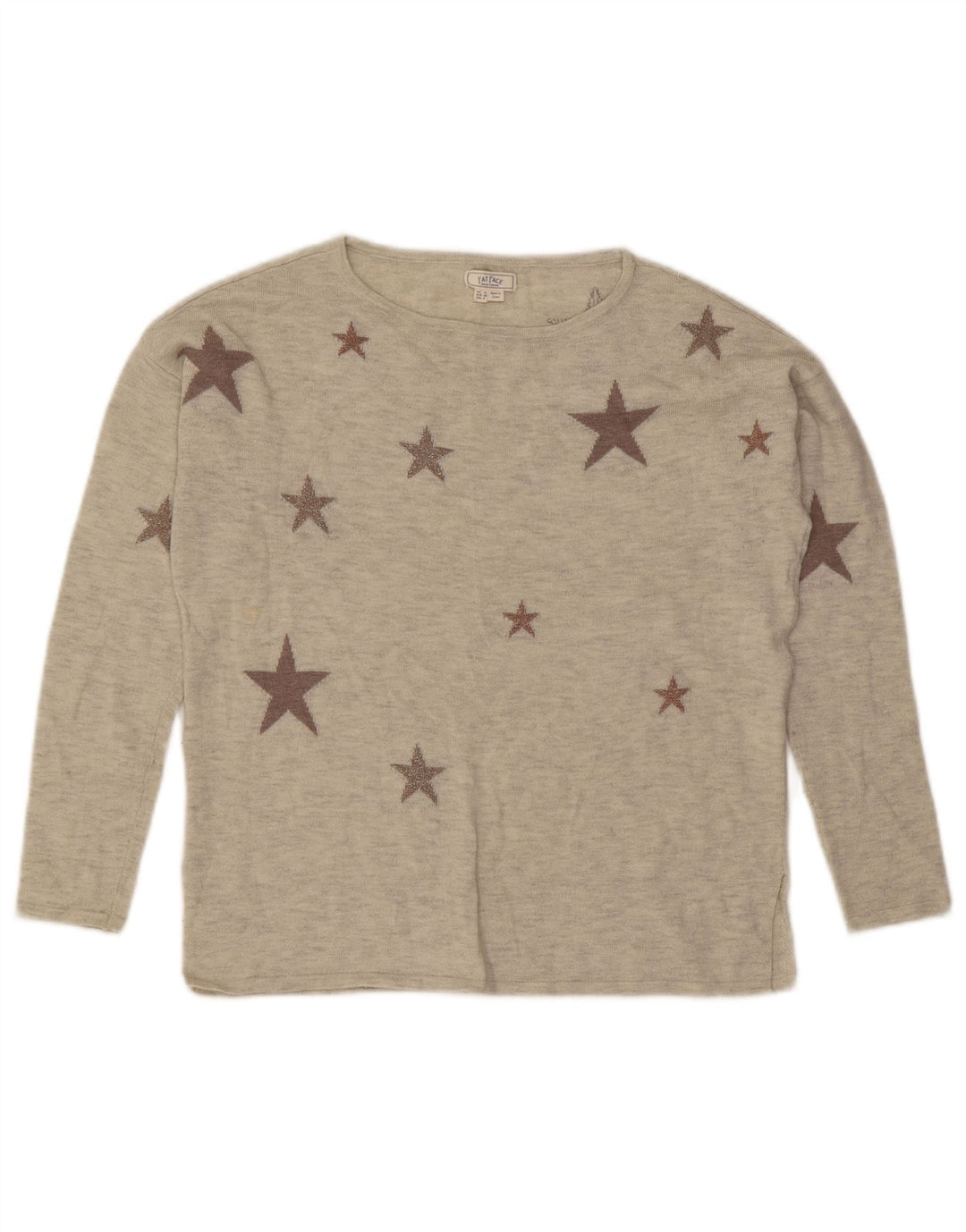 Fat Face Dame Abstrakt Mønster Boat Neck Jumper Sweater UK 10 Small Grey