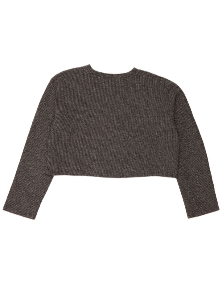 Zara Womens Crop Top Long Sleeve UK 16 Large Grey