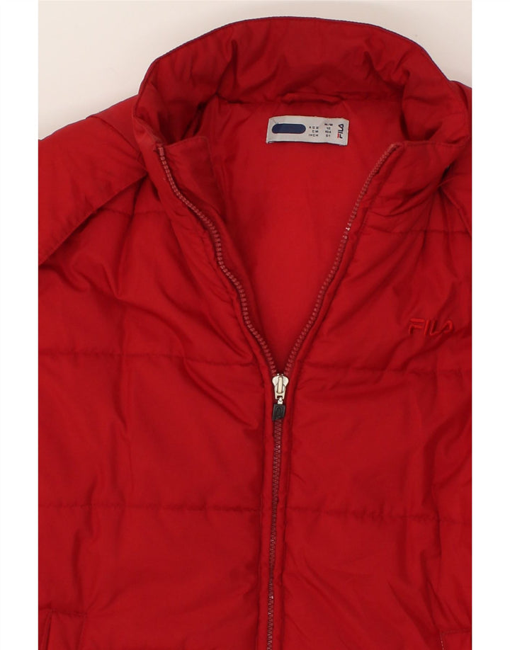 FILA Boys Hooded Padded Jacket 11-12 Years Red Polyester Vintage Fila and Second-Hand Fila from Messina Hembry 