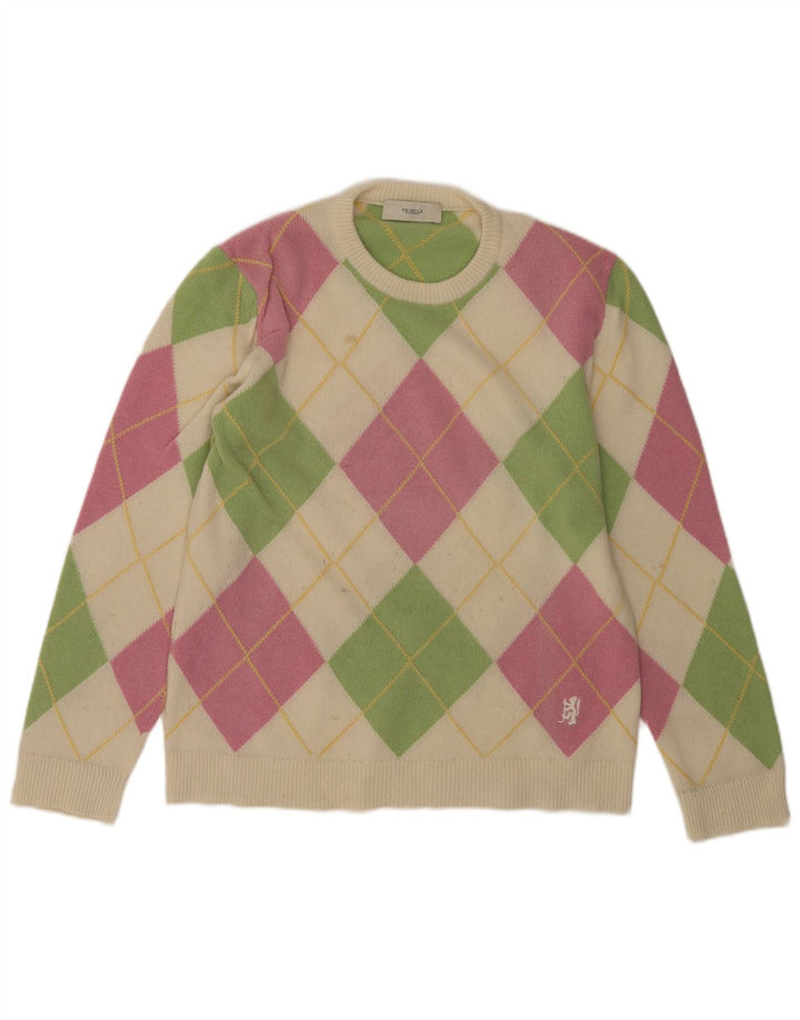 Maglione da uomo girocollo Pringle, maglione medio, multicolore, a rombi/diamante