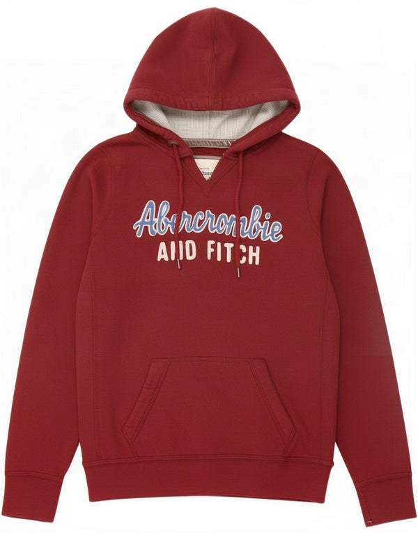 Damski sweter z kapturem i grafiką Abercrombie & Fitch UK 14, duży, czerwony, bawełniany