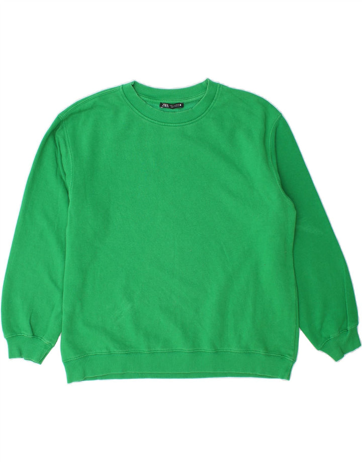ZARA Womens Sweatshirt Jumper UK 18 XL Green Cotton Vintage Zara and Second-Hand Zara from Messina Hembry 