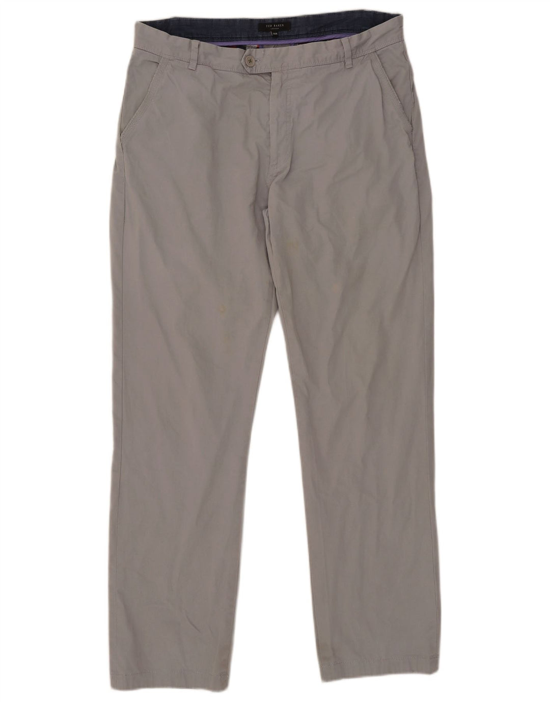 Ted Baker Mens Straight Chino Trousers W36 L31 Grey Cotton