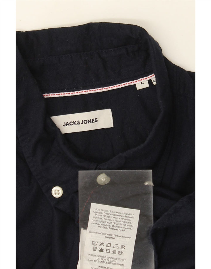 Jack & Jones Mens Shirt Large Navy Blue Cotton
