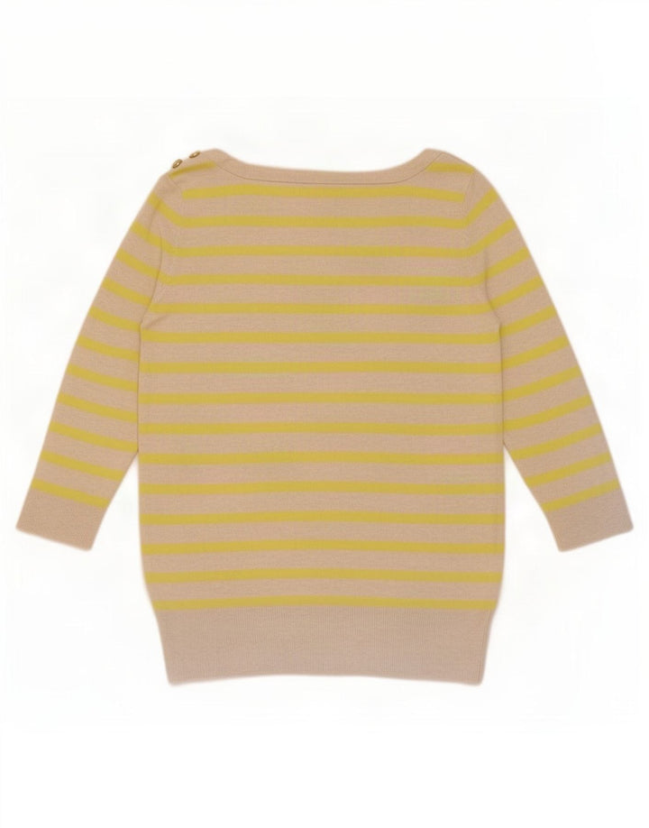 Gap Womens 3/4 Sleeve Blouse Top UK 12 Medium Beige Striped