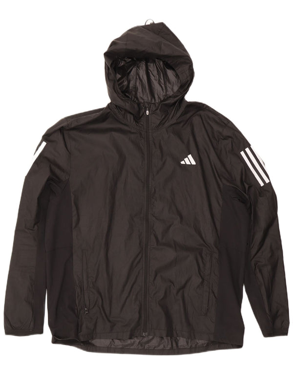 Adidas Ανδρικό μπουφάν βροχής Aeroready με κουκούλα UK 42 XL μαύρο πολυεστέρα