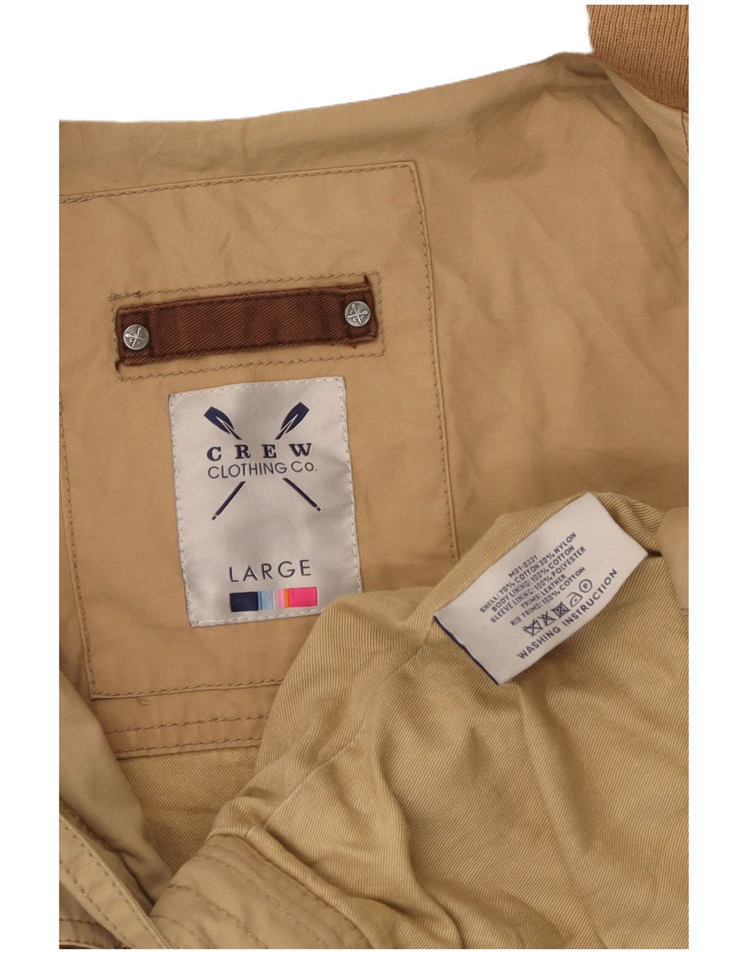 Crew Clothing Giacca bomber da uomo UK 40 Large Beige Cotton
