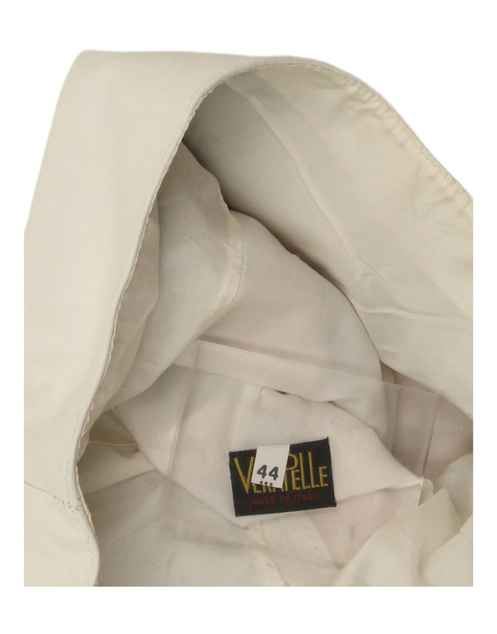 Gonna in pelle vintage da donna IT 44 media W28 in pelle bianca