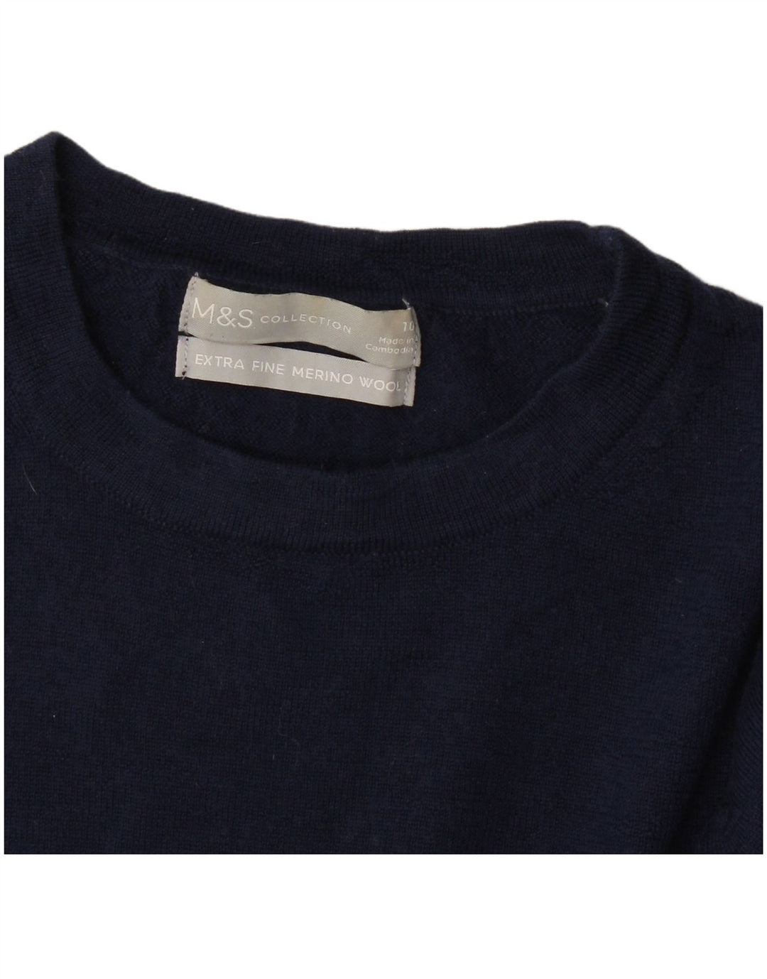 Marks & Spencer Womens Crew Neck Jumper Sweater UK 10 Small Navy Blue