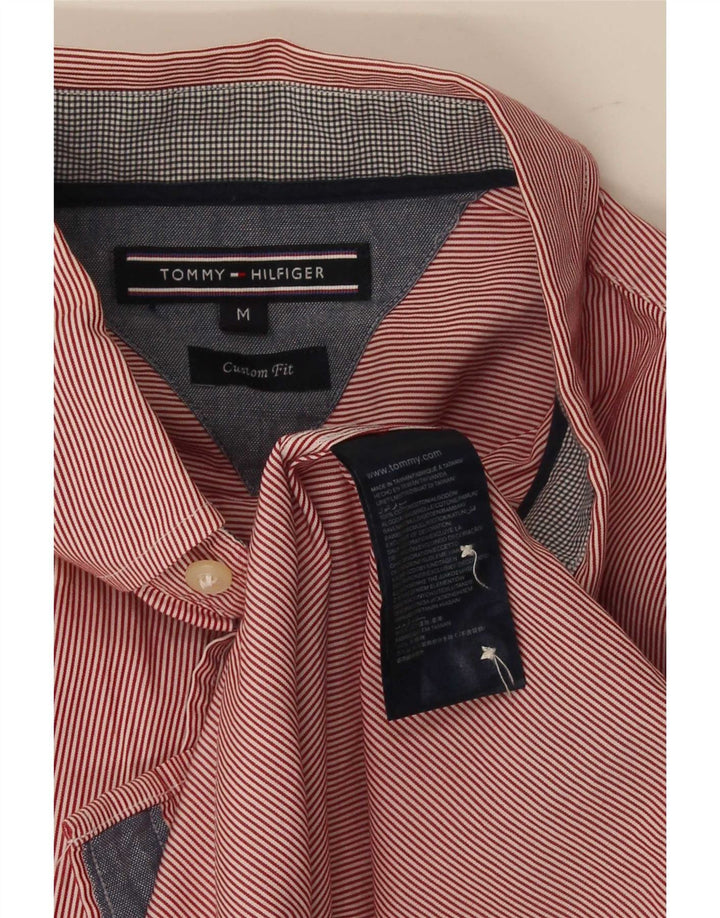 Tommy Hilfiger Herren-Hemd mit individueller Passform, Mittelrote Nadelstreifen-Baumwolle