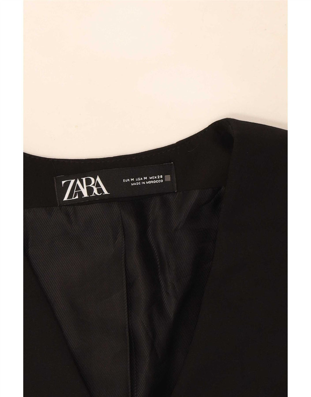 Zara Womens Crop Waistcoat UK 14 Medium Black Polyester